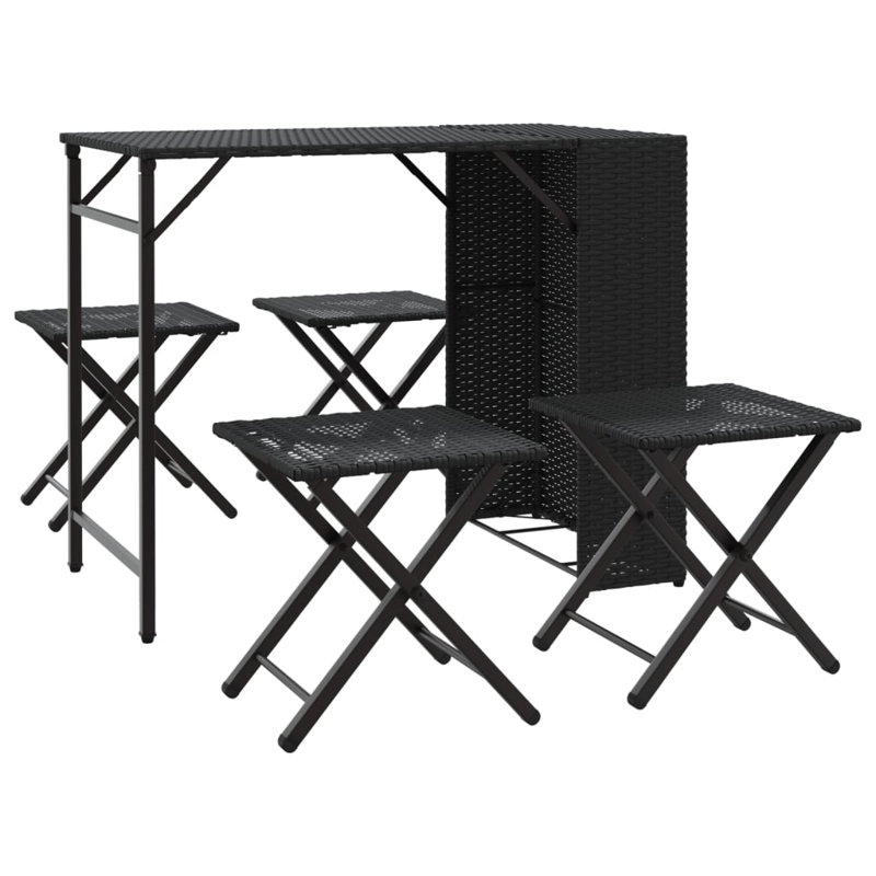 4 - Person Wicker Patio Dining Set with Rectangular Table, Black