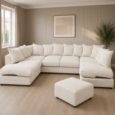 5 Seater Corduroy Corner Sofa 