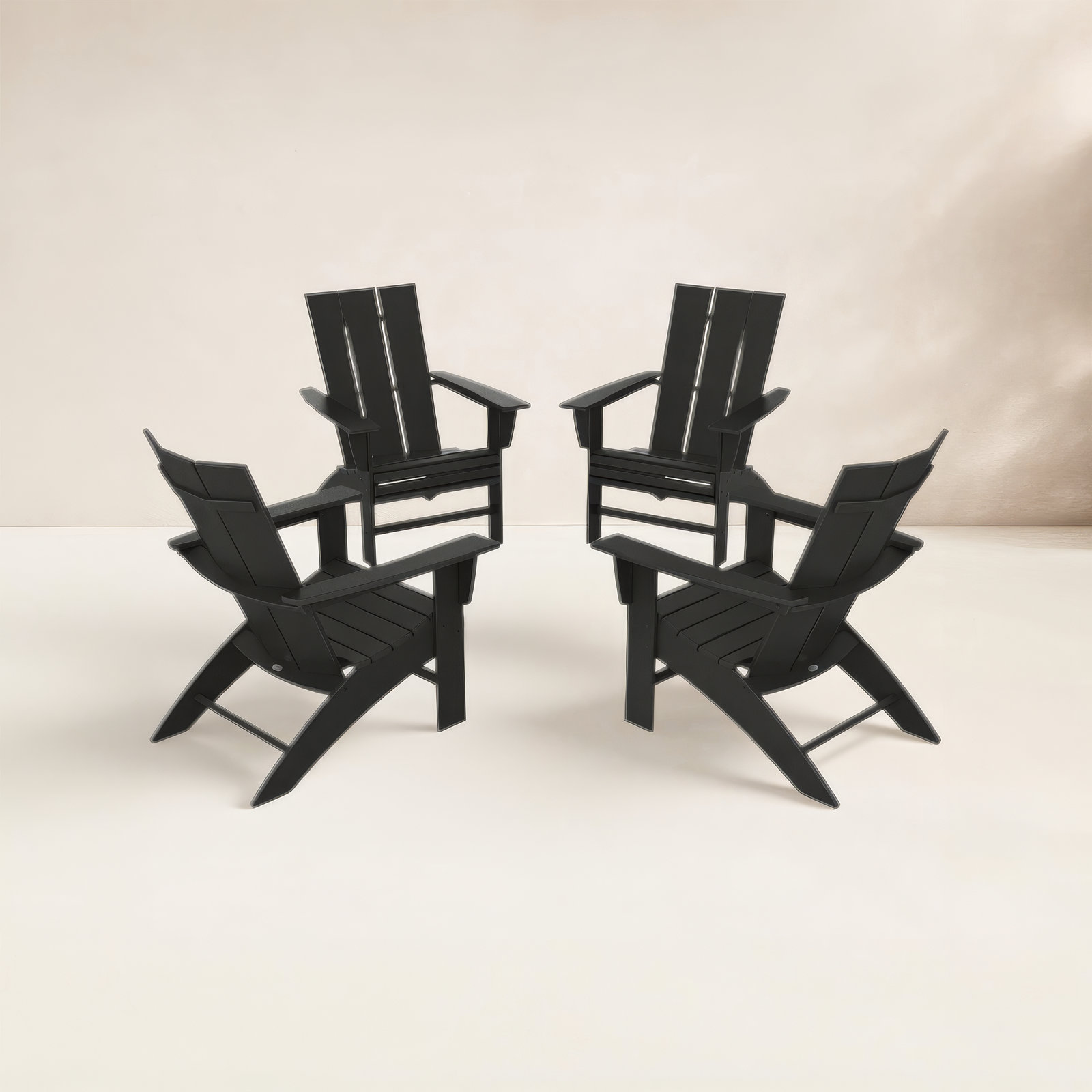 Modern Plastic Adirondack Chair, Black