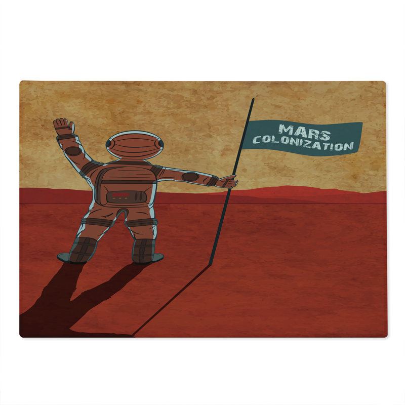 Ambesonne Orange Cutting Board Large Size Mars Colonization Space Orange Red