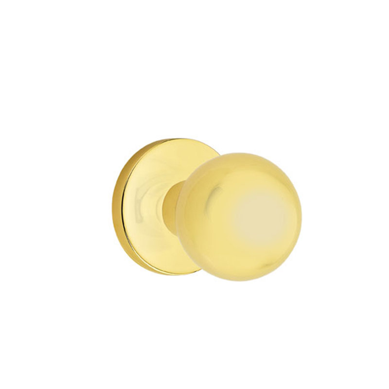 Ensemble de boutons de passage Emtek avec rosette à disque et bouton Orb, Laiton non laqué