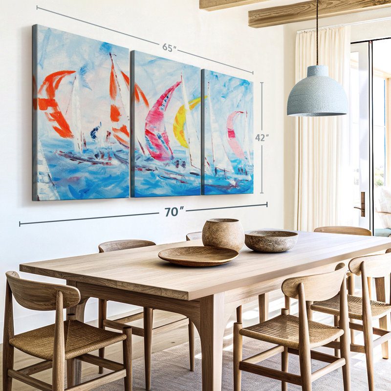«Voile», 3 pièces sur toile, H 42 po x l 65 po x P 1,25 po