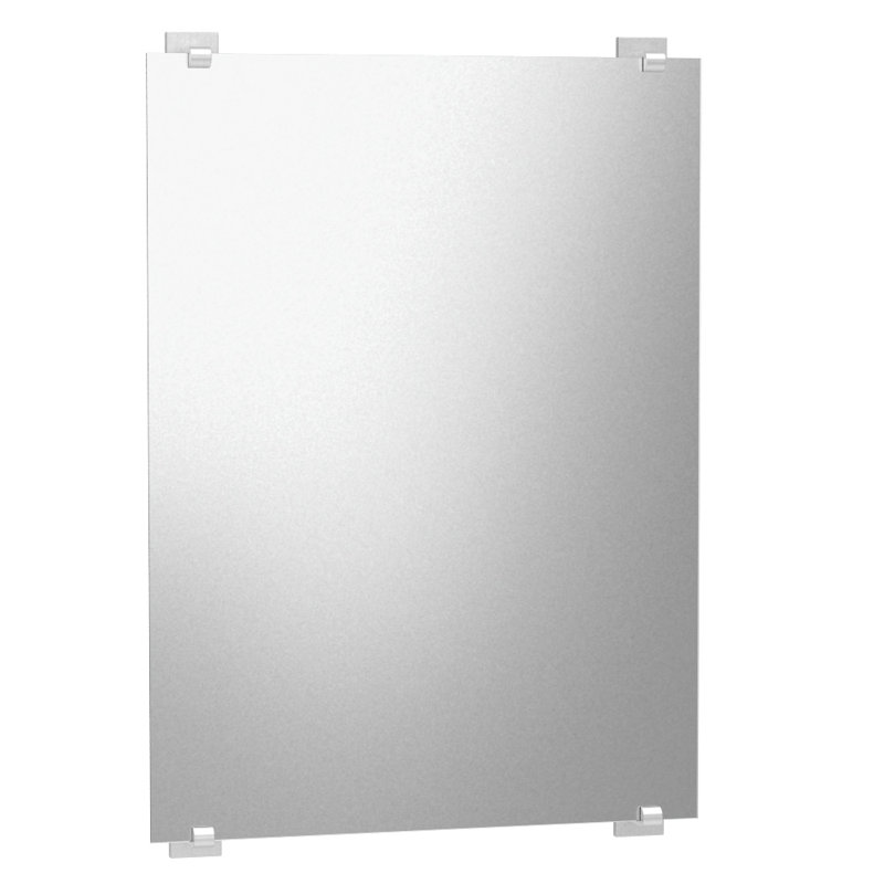 Miroir de salle de bain mural rectangulaire sans cadre Elevate | Fixation horizontale ou verticale, Nickel satiné