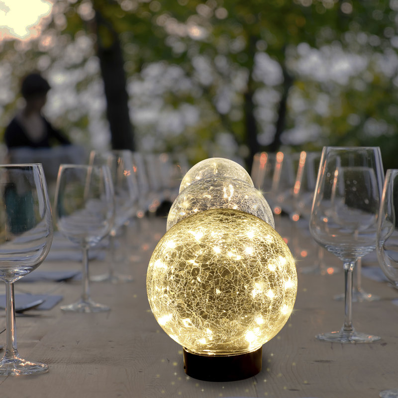 Solar/Battery operated Crackle Ball Led Decorative Accent Lighting 6" Globe