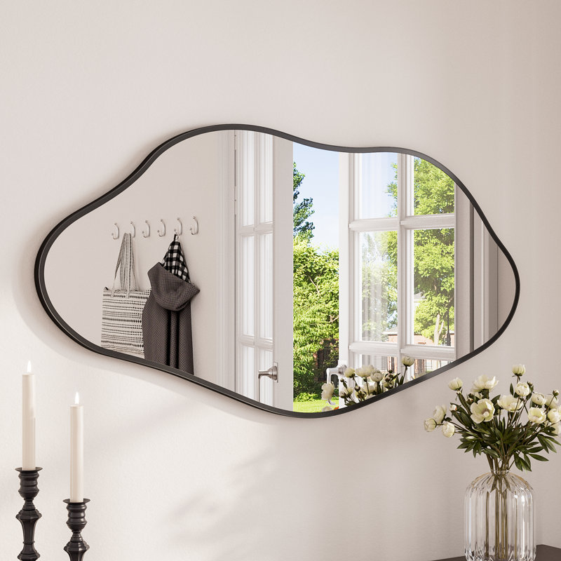 Aluminium Irregular Mirror, 61cm x 121.9cm, Black