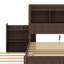 Lit plateforme double en bois avec tiroir de rangement intégré, station de charge et lit gigogne simple-279392281