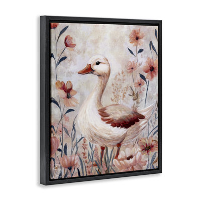 Cadre flottant canard en fleurs roses, design par Sara Culpepper