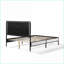 Base de lit plateforme grand avec tête de lit blanche Boucle - Champagne argenté & amp; Structure en métal noir, aucun sommier requis, capacité de 800 lb