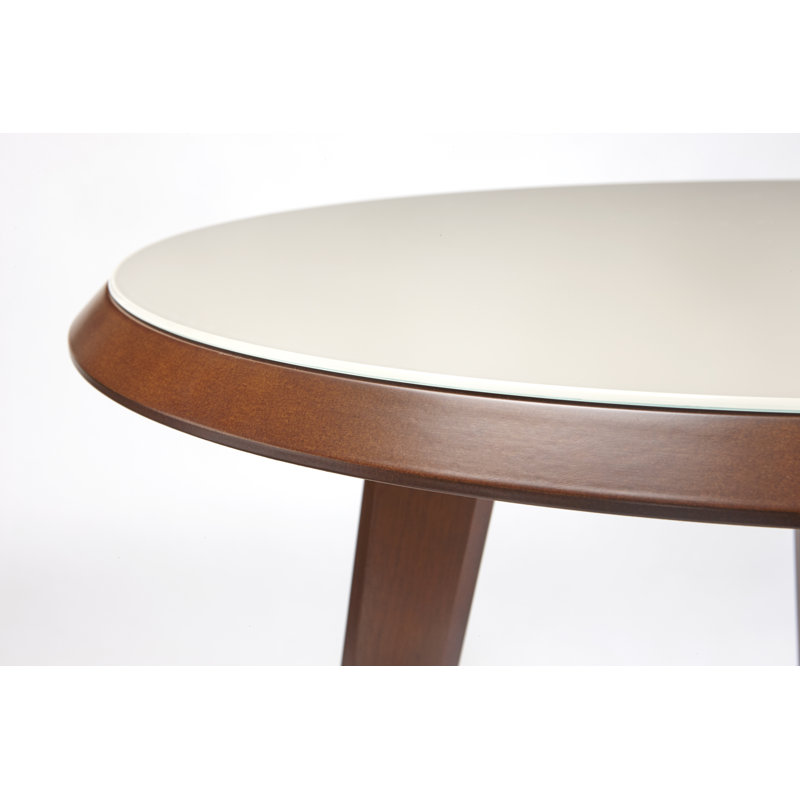 Brunswick Sao Bento 3-Piece Pub Table Set – Chestnut Solid Wood with Glass Top, Upholstered Bar Stools & Metal Footrest