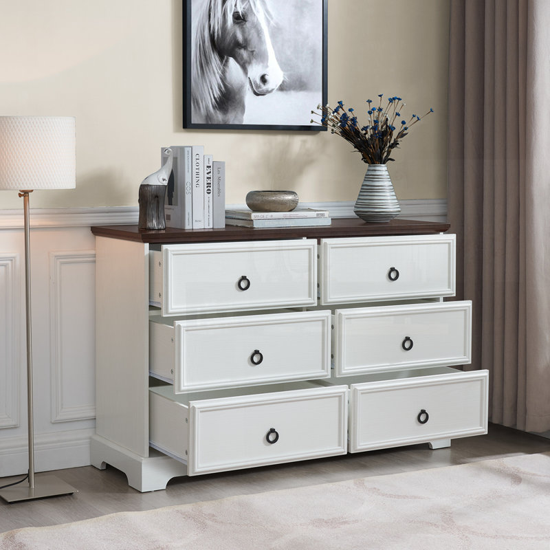Commode 6 tiroirs Modern Farmhouse, Brun