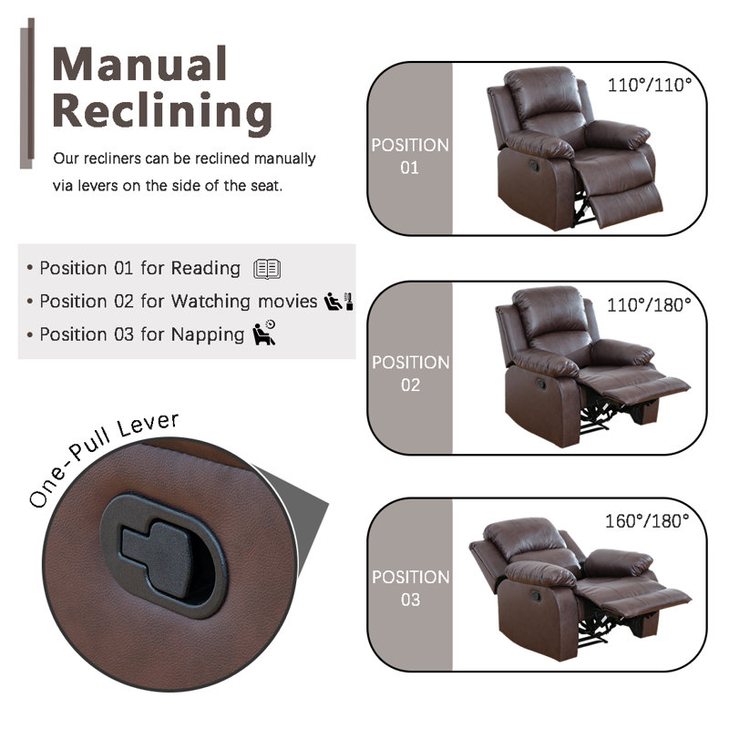 Recliner, Brown Faux Leather