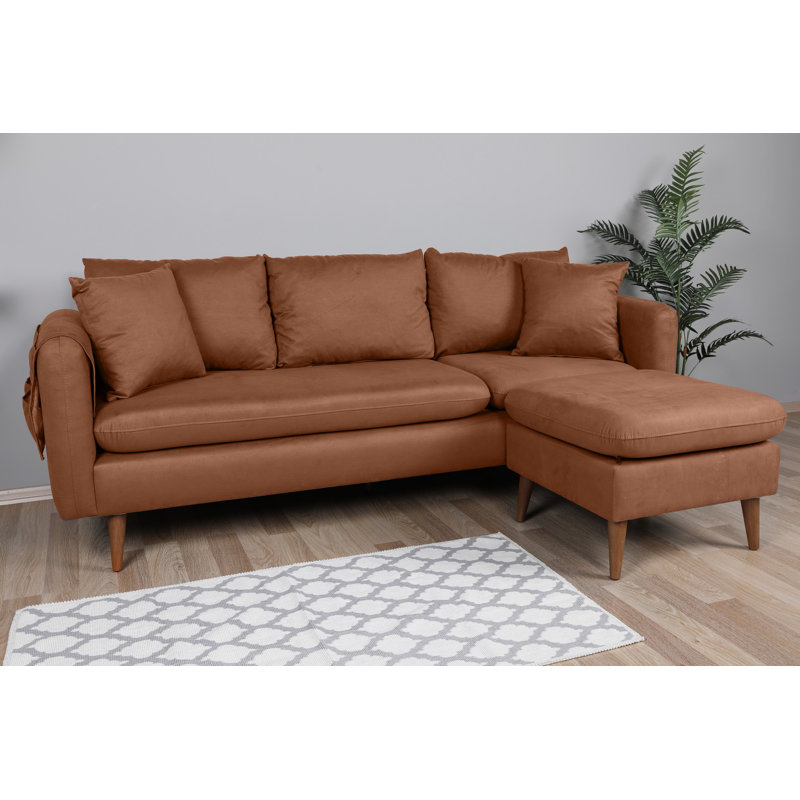 Canapé modulaire faisant face à la droite de 84,65 po de largeur, Brun