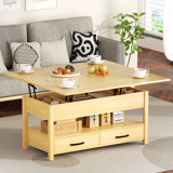 Lift Top Coffee Table, 3-in-1 Multifunctional Coffee Table with Drawers and Hidden Compartments
