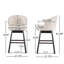 Tabourets de bar pivotants beiges à 360 degrés avec garniture cloutée, point gaufré et siège à boutons pour tabouret à la maison de 2 places, structure en bois d'hévéa