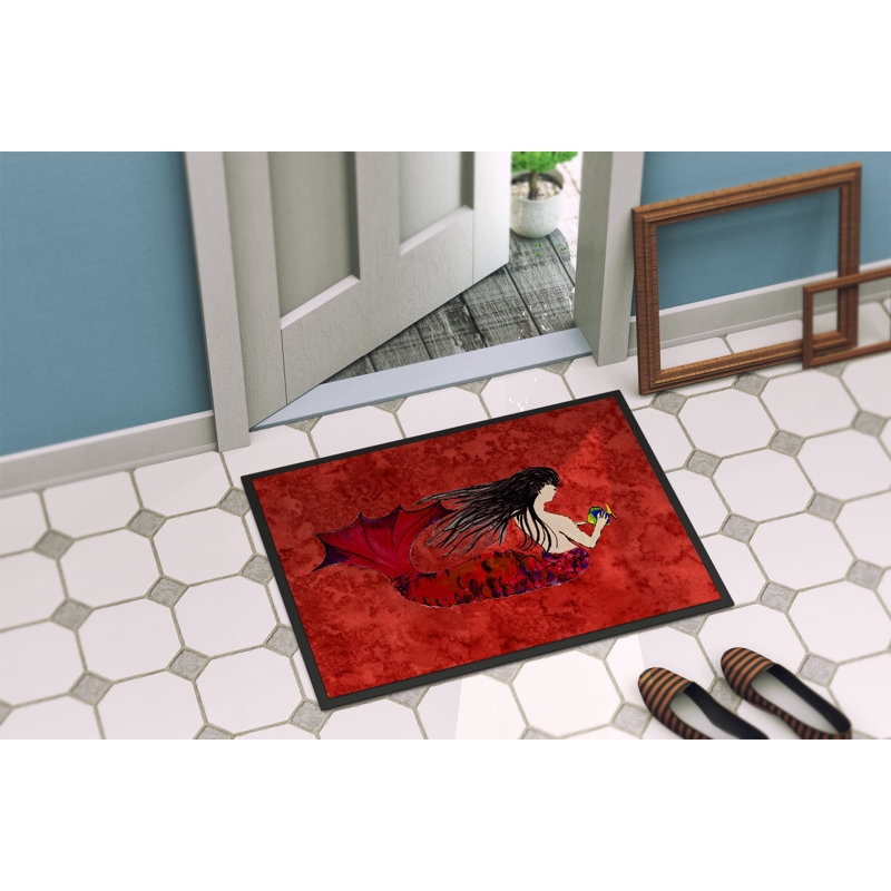 Tapis de porte pour l’extérieur anti-dérapant rouge sirène, Rectangle 2 pi x 3 pi