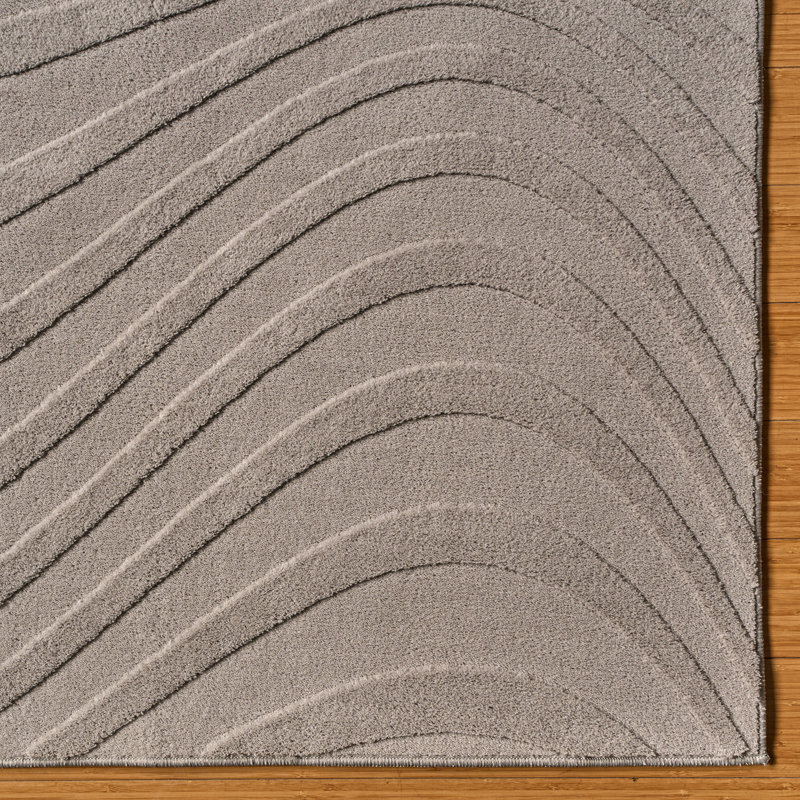 Comhan Lomira Silver Gray Modern Wave Hi-Low Carved Indoor Shag Area Rug, Plush Polyester – Living Room & Bedroom - Gray