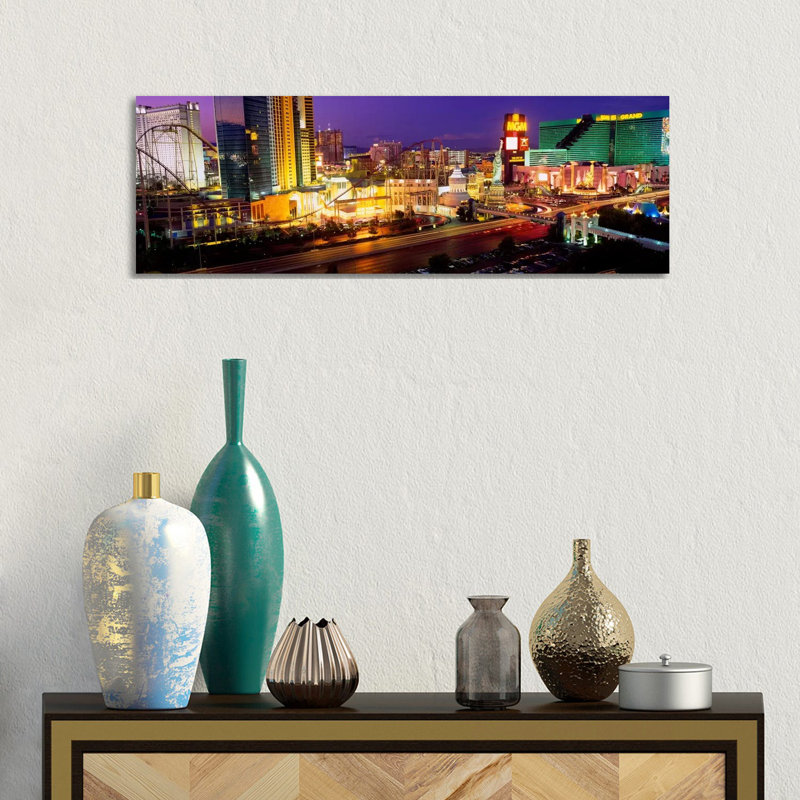 High Angle View Of A City, Las Vegas, Nevada, USA - Wrapped Canvas Panoramic Print, 30.48 cm H x 91.44 cm W x 1.91 cm D