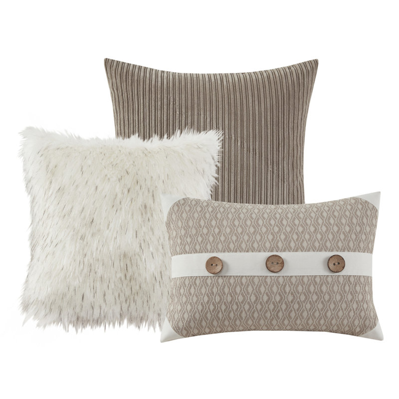 Ivory Queen Cotton Jacquard Comforter Set with Button Accents