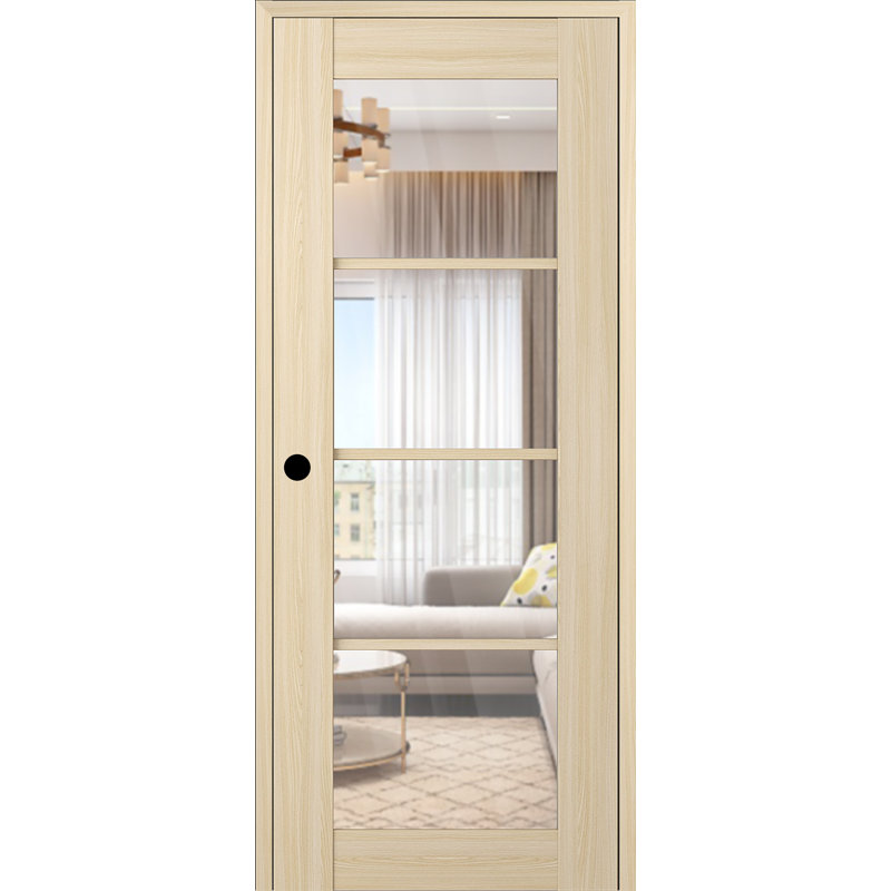 Porte battante intérieure simple en verre manufacturé Avon 4 Lite, 31,75 po x 95,24 po, Frêne de la loire, Oui