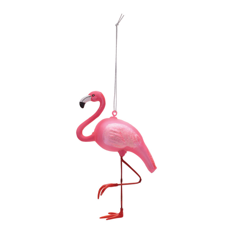 Glass Flamingo Ornaments (Set of 6)