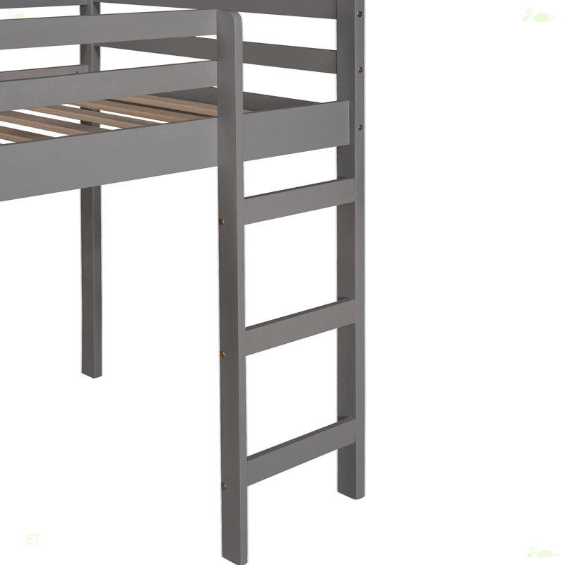 Lit mezzanine avec glissade, lit maison avec glissade, Gris