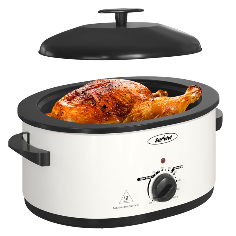 Sunvivi Electric Roaster Oven with Removable Pan, White, 8 quarts
