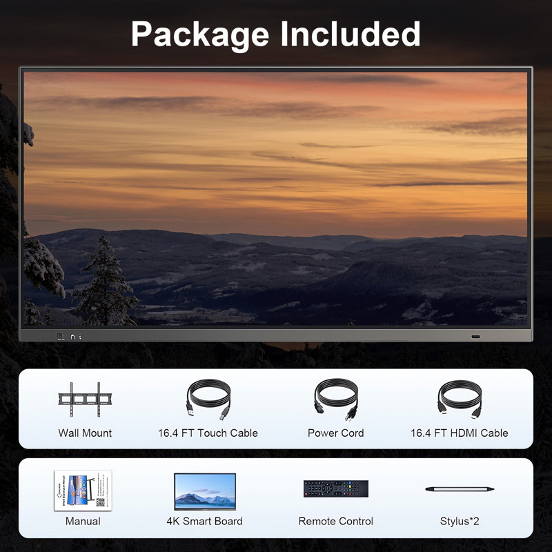 JYXCN Special Offer! Smart Board 49 Inch - All-in-One Touch Screen Interactive Whiteboard, Dual System Boosts Productivity, Cloud Sharing Connects Teams - Perfect for Education, Office & Presentations