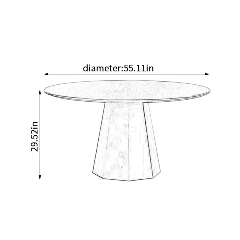 Ash Round Solid Wood Dining Table, 29.52”H x 55.11”L x 55.11”W