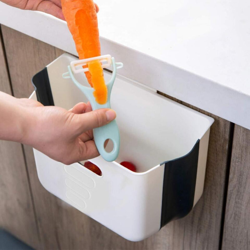 Branxton 1.9L Plastic Open Rubbish Bin Hanging Kitchen Waste Bin Small Trash Can Foldable Dustbin
