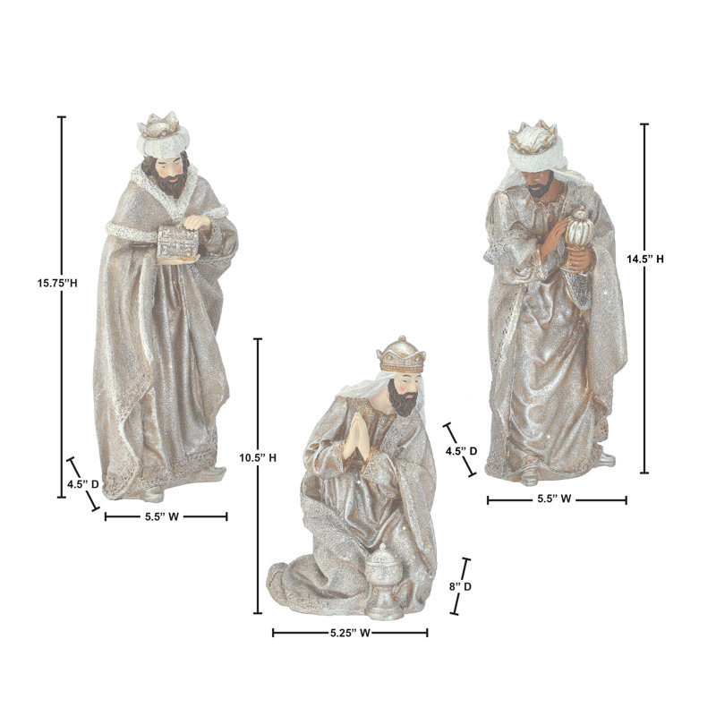 Renaissance Holy Family Resin Figurine Set with Sugar Finish