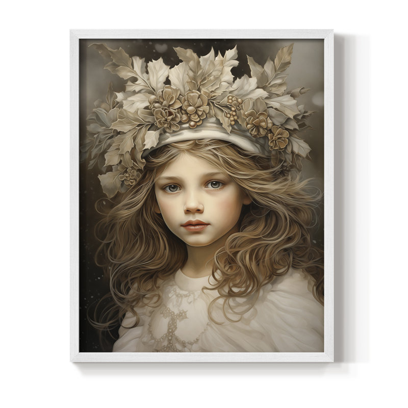 Reproduction d'art encadrée en bois massif Christmas Christmas, H 21 po x l 17 po, Blanc