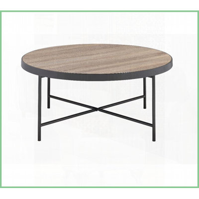 Table basse de style industriel avec plateau gris vieilli Base en métal pour le salon, assemblage facile