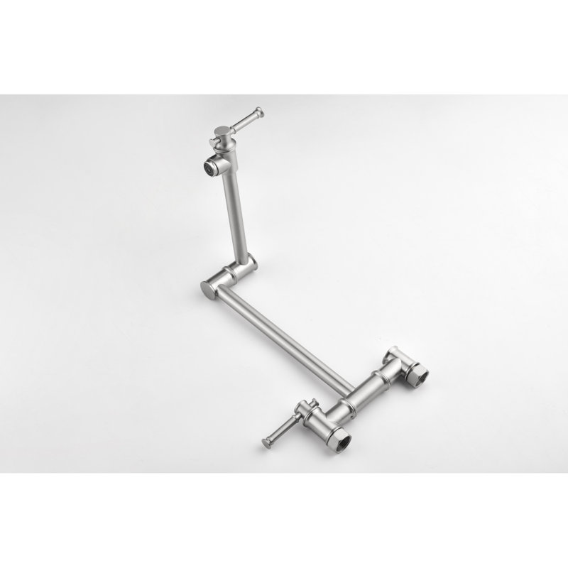 Wall Mounted Pot Filler Faucet, Modern Brass Pot Filler Two-Attachment Waln Pot Filler Swing Arm, Brushed Nickel
