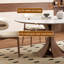 Table de salle à manger en bois massif crème-343880843