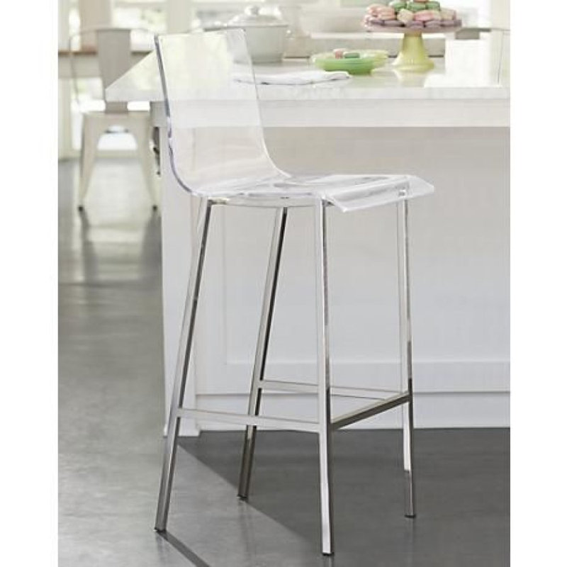 Alilia Counter Stool with Metal Frame, Clear/Silver