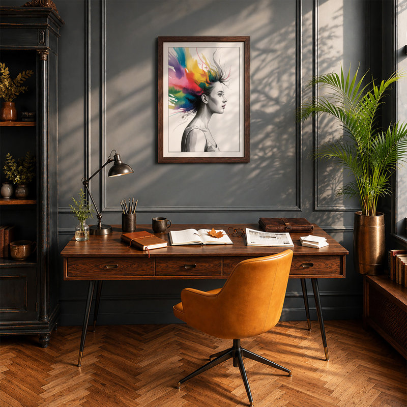 Chromatic Liberation Modern - Framed Print, A2 - 59.4 x 42.0 cm, Walnut