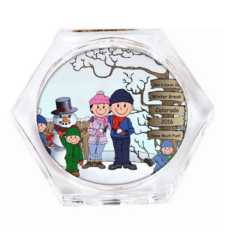Famille de bonhommes de neige personnalisés - ensemble de 3 sous-verres pour enfants (4 sous-verres), Oui