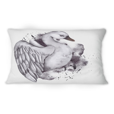 Grey Duck With Open Wings - Traditional Printed Throw Pillow 12" x 20"