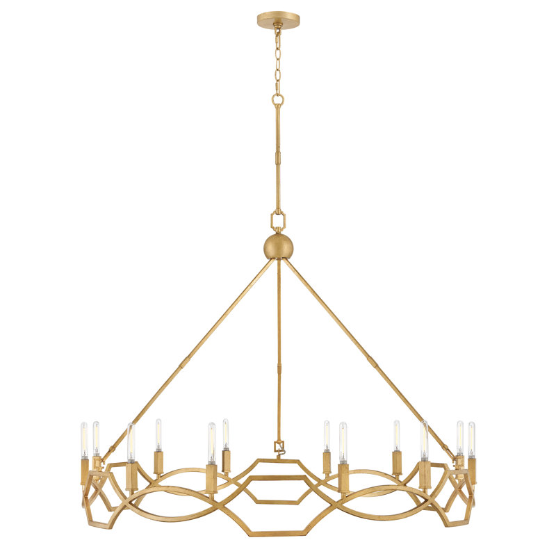 Leona Twelve-Light Hand-Leafed Round Chandelier