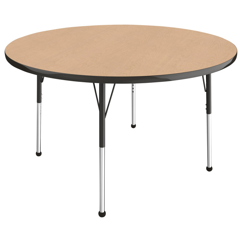 Table ronde à hauteur réglable, 48", Érable / noir, Standard Ball Glide