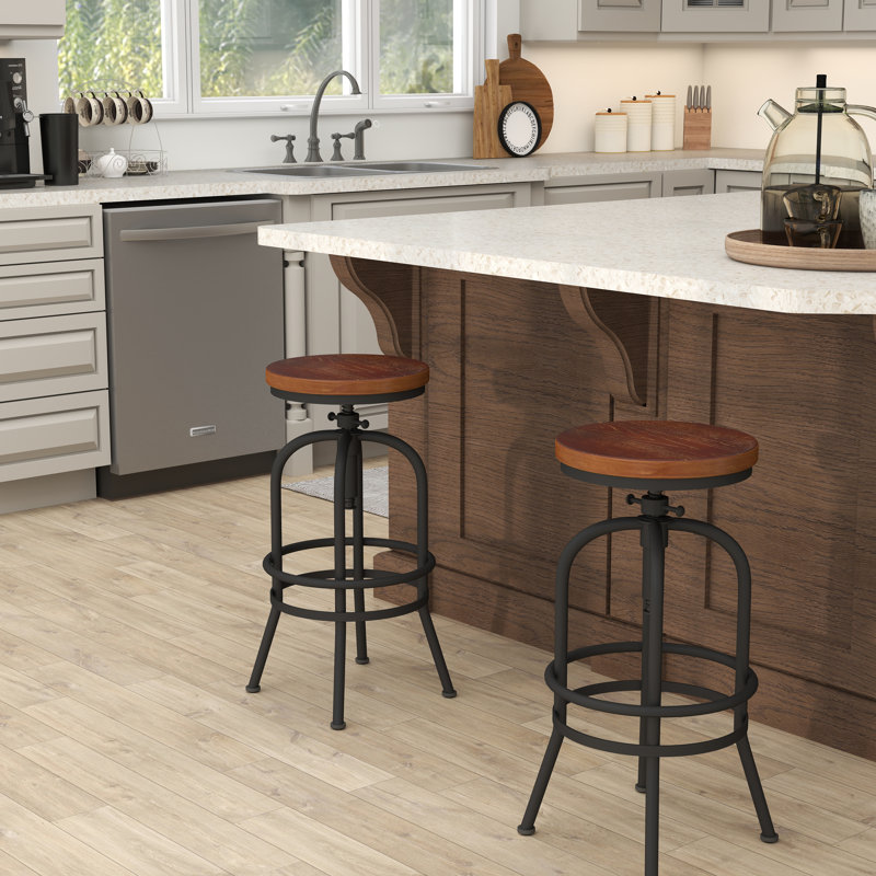 Tabouret de bar Farmhouse & Industrial, Brun / Noir