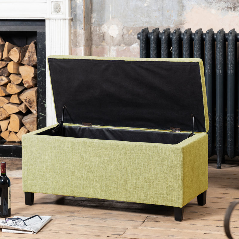 Ahri 98cm Wide Rectangle Solid Colour Standard Ottoman with Storage, Green
