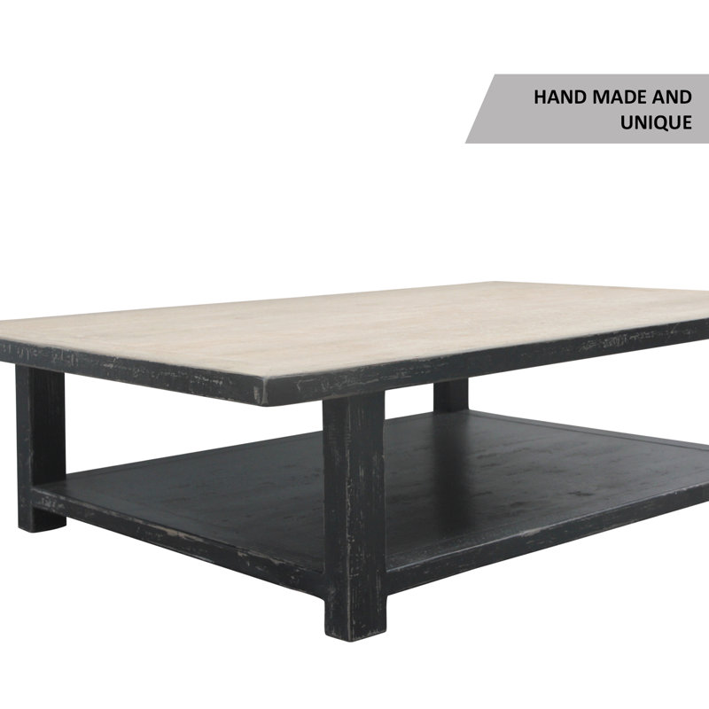 Solid Wood Coffee Table, 17" H x 67" L x 43" W, Off White