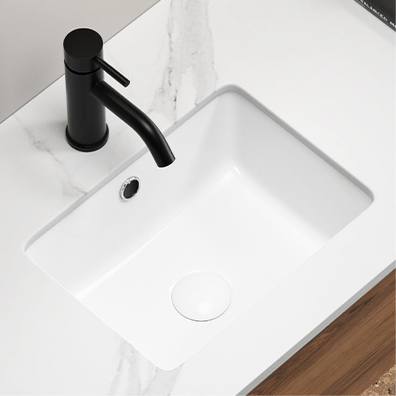 Undermount Bathroom Sink 16 Inch Rectangle, Low Absorption, Withstand Acid And Alkali, 18.9 In Package Depth American Style Wash Basin Sink, White Porcelain Undermount, Temperature - Stable, 11.31 Lb