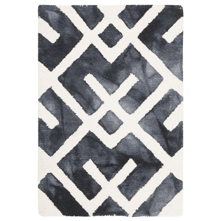 Tapis géométrique en laine / coton touffeté à la main Bryauna