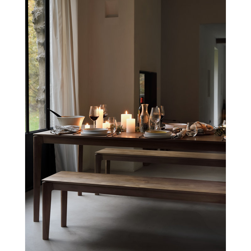 Bok Solid Wood Dining Bench, 18.1" H x 50" W x 13.8" D, Varnished Teak