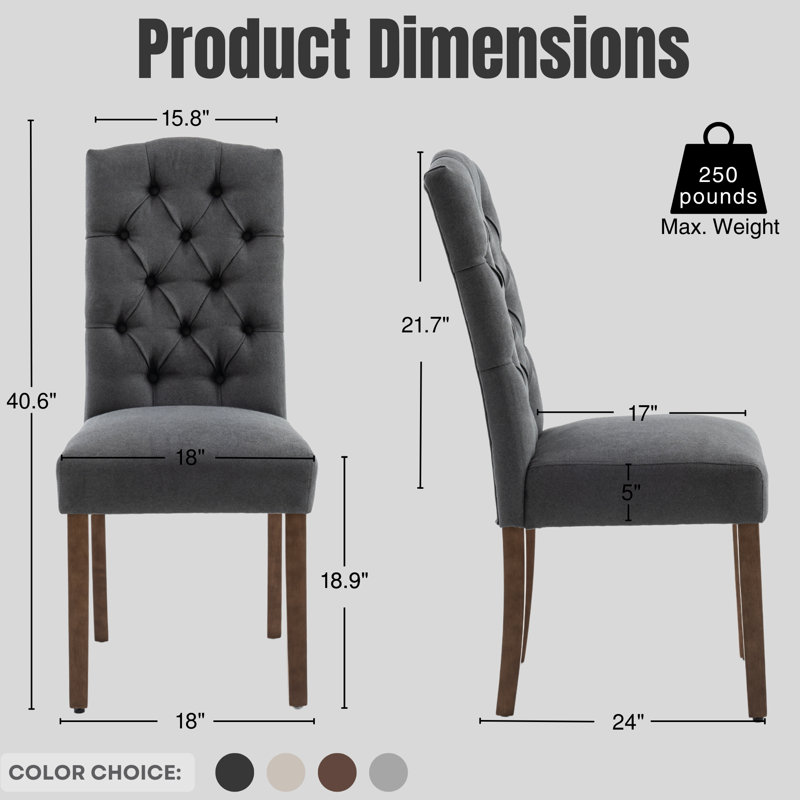 Tiarnna Linen Side Chair Dining Chair, Gray