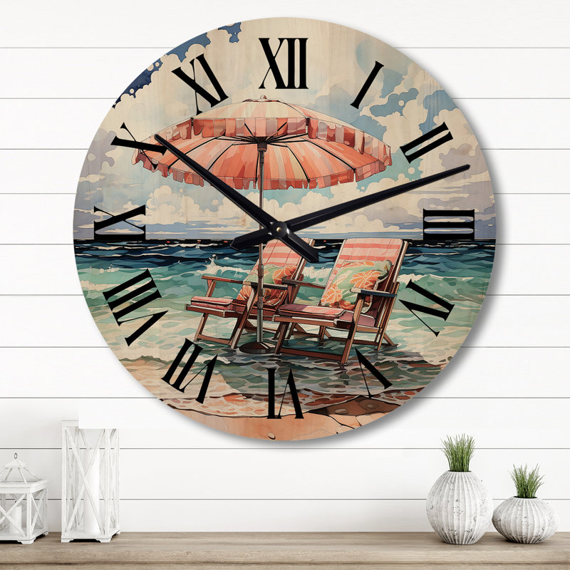 Horloge murale en bois massif Steubenville, Grand