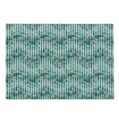Ambesonne Geometric Cutting Board Large Size Wave Square White Blue