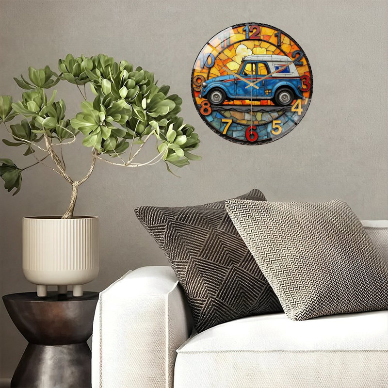Horloge murale en verre teinté rétro vintage 12 po